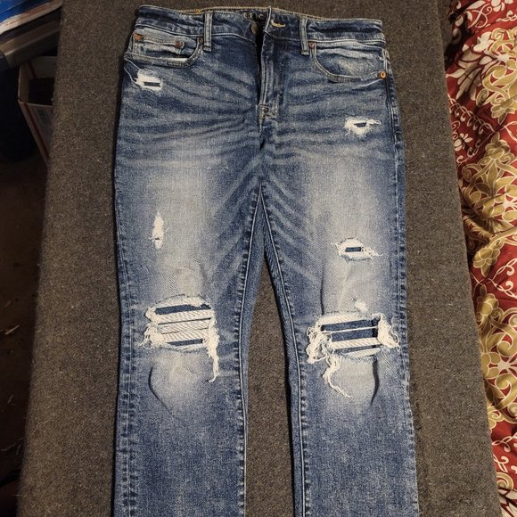 American Eagle Outfitters Slim fit Flex Destroyed-style Stretch Jeans 31 x 30 - Picture 3 of 8